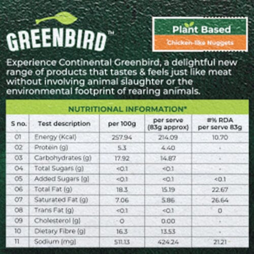 Chicken-like Nuggets | Plant Based Meat | 500gm continental greenbird 
