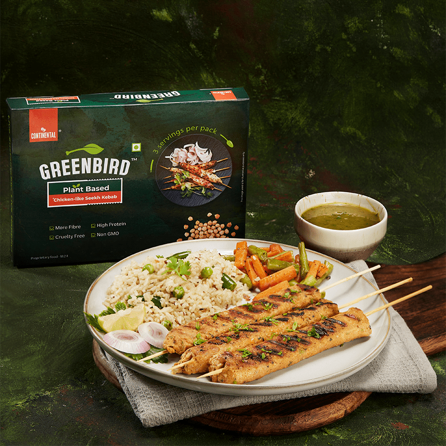 Chicken-like Seekh Kebab | Plant Based Meat | 250gm | 5 pieces/pack continental greenbird 