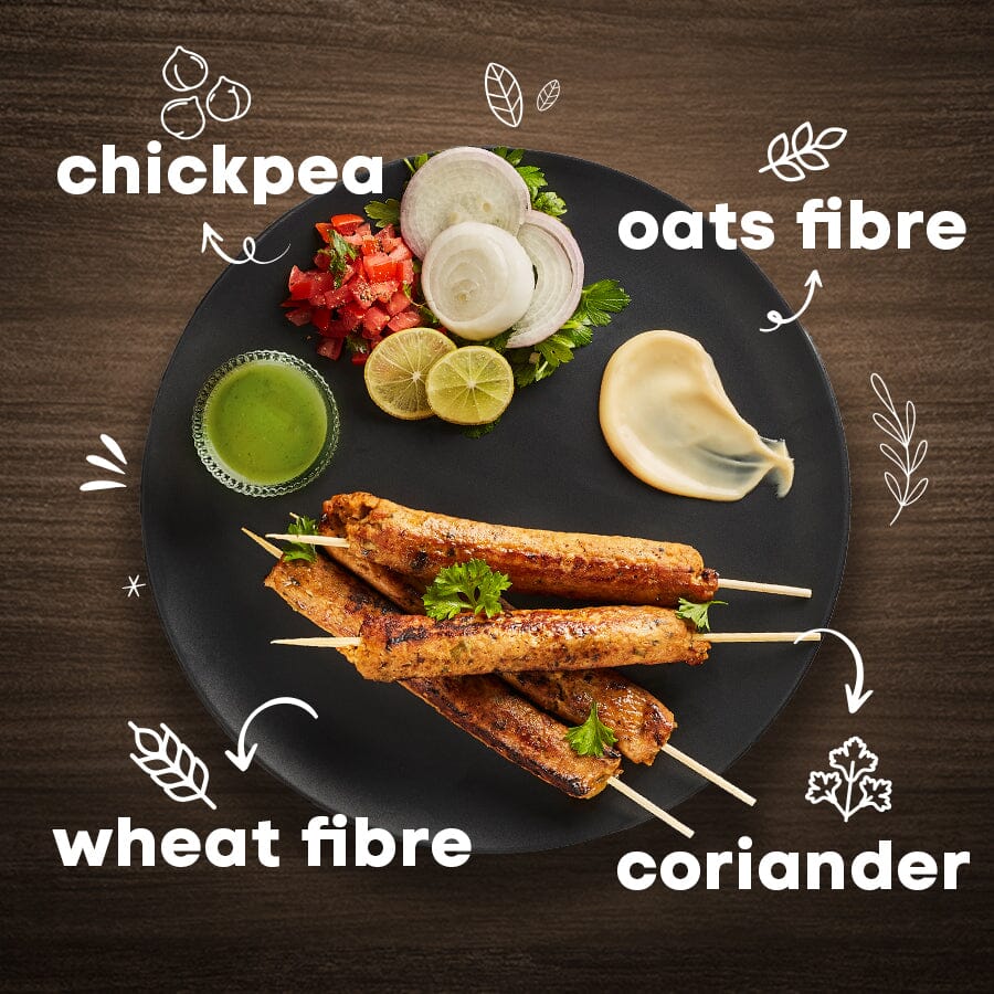 Chicken-like Seekh Kebab | Plant Based Meat | 250gm | 5 pieces/pack continental greenbird 